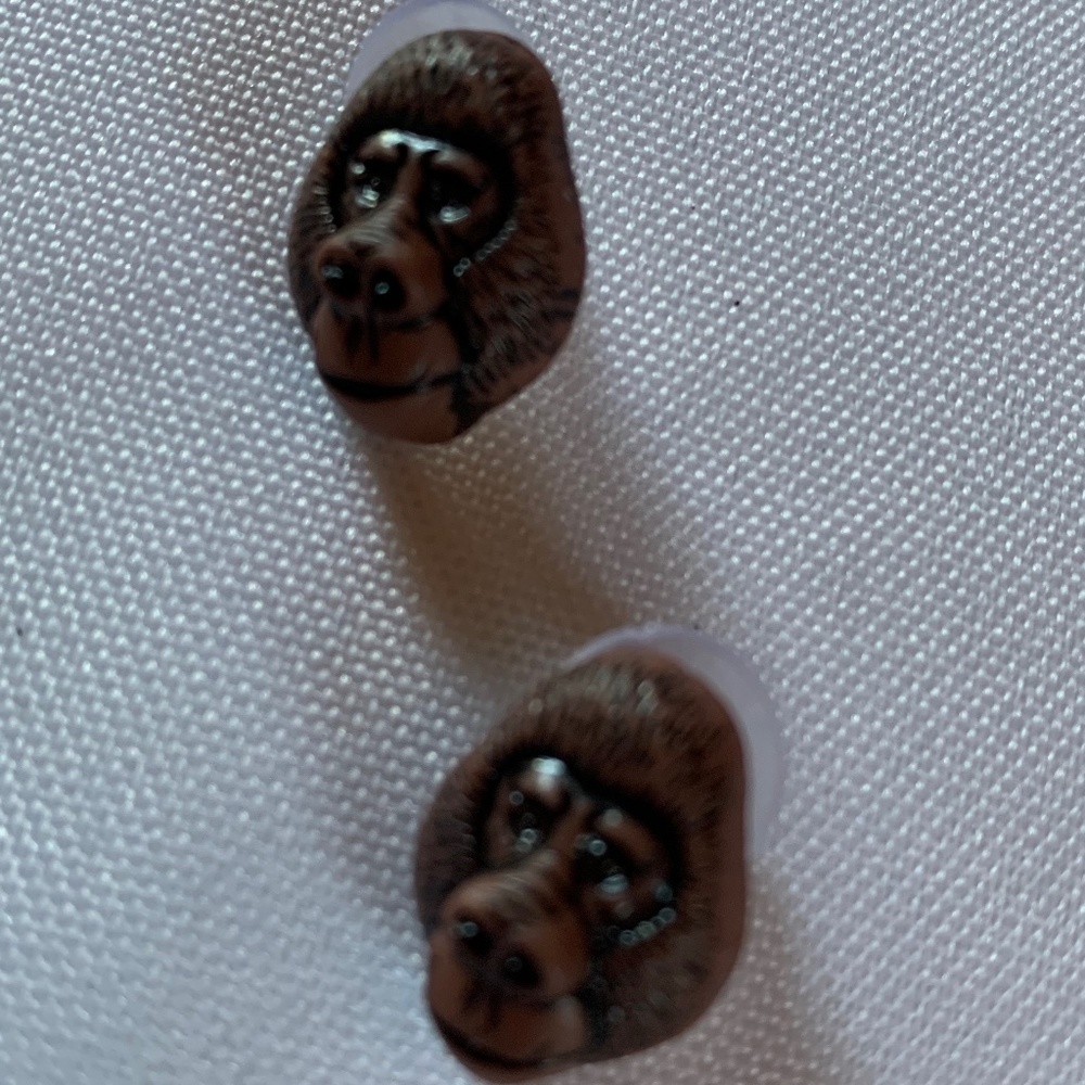 NWT. Handmade Pierced Earrings of an Ape Face!